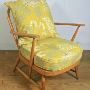 A 1950’s Ercol cottage easy chair in ‘Cow Parsley’ by Sanderson