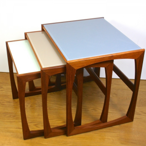 A nest of up-cycled G-Plan quadrille tables