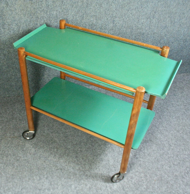 A 1950s green painted wooden trolley. - Image 7