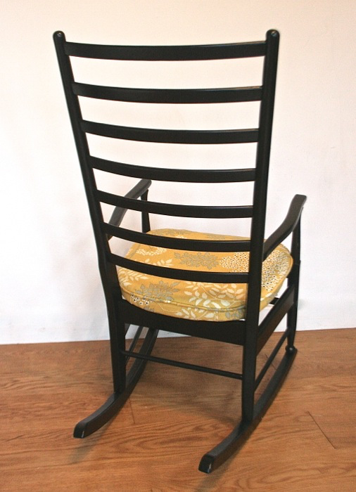 A 1950’s Scandi style rocking chair in ‘Cow Parsley’ by Sanderson - Image 6