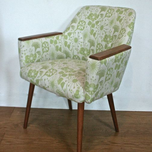 A mid-century occasional chair in ‘Pixie Hollow’ by Abbotsford Mill (reserved)