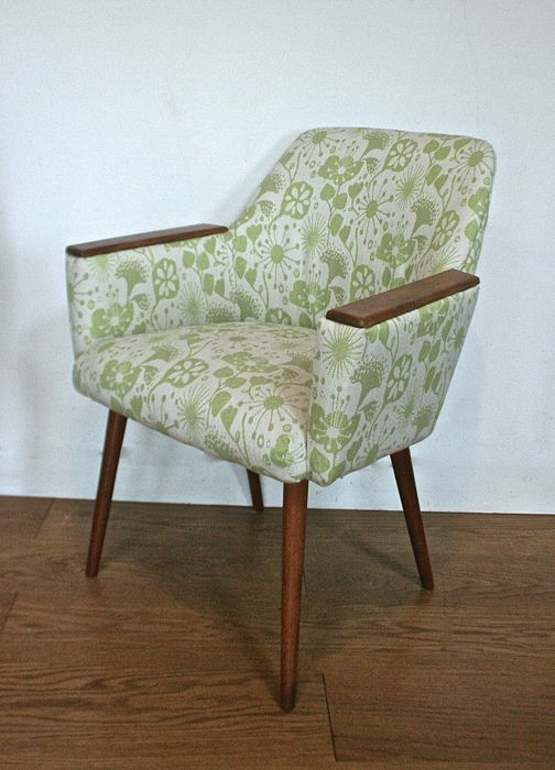 A mid-century occasional chair in ‘Pixie Hollow’ by Abbotsford Mill (reserved)