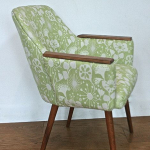 A mid-century occasional chair in ‘Pixie Hollow’ by Abbotsford Mill (reserved)