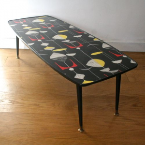 An Up-cycled 1950s table in Mobiles fabric design