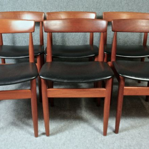 Six mid-century Danish teak dining chairs