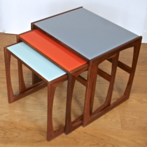 A nest of up-cycled GPlan quadrille range tables