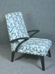1950’s vintage ebonised armchairs in Scandi birds fabric by I-Liv SOLD - Image 3