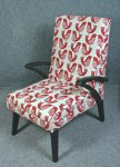 1950’s vintage ebonised armchairs in Scandi birds fabric by I-Liv SOLD - Image 2