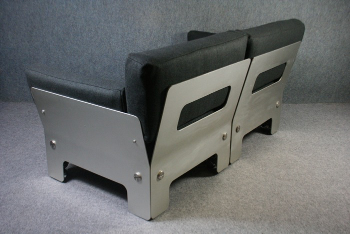 A rare 1970’s two seater aluminium sofa with felt upholstery. - Image 2
