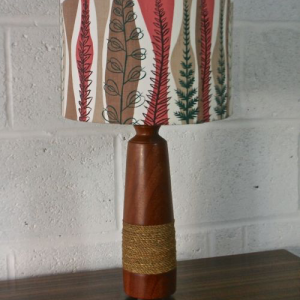 Scandinavian teak and cord table lamp base