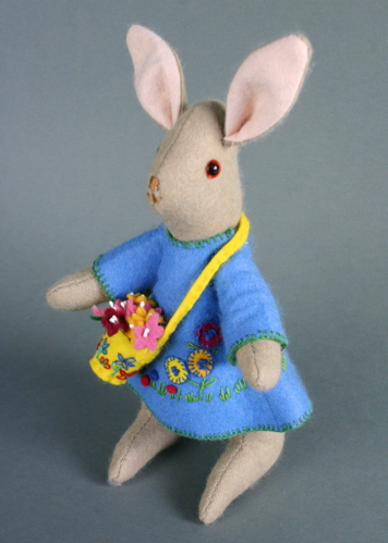 A traditional hand-made female felt rabbit - Image 2