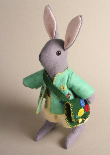 A traditional hand-made male felt rabbit