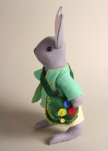 A traditional hand-made male felt rabbit - Image 4