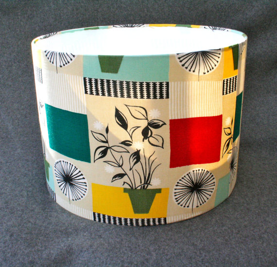 Handmade lampshade using vintage 1950's homestyle fabric.