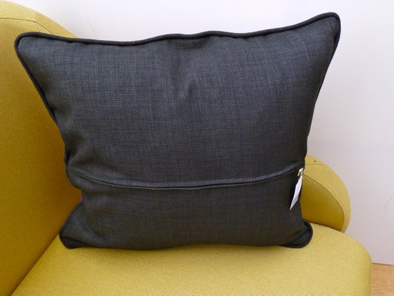 A vintage handmade piped cushion 'Pansies' fabric designed by Howard Carter for Heals rare 1960's fabric - Image 3
