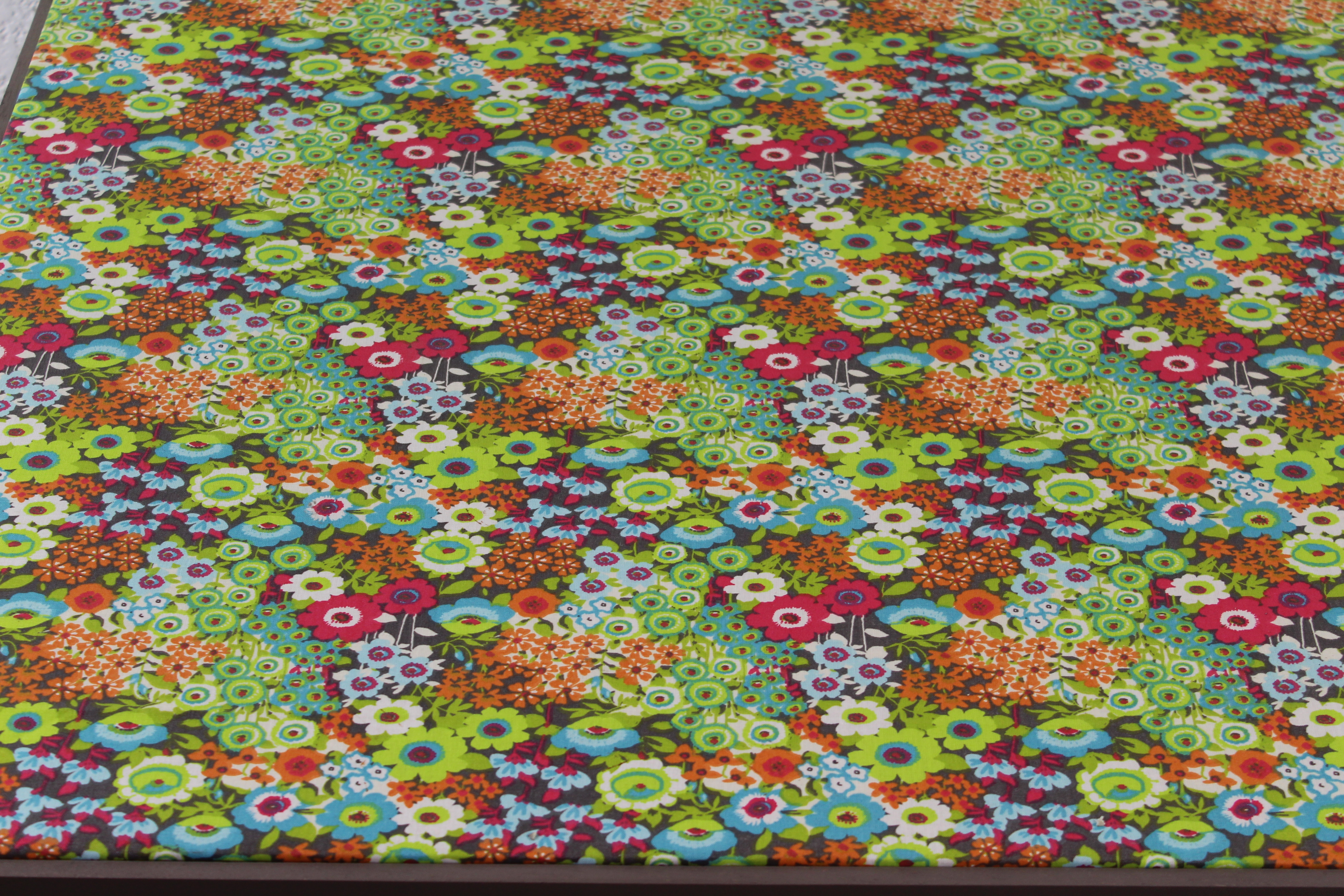An up-cycled folding occasional table covered retro Floraly Celadon oilcloth - Image 4