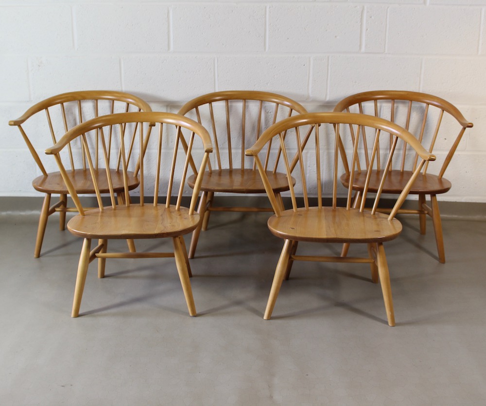 Five 1950's Ercol Windsor Fireside Ercol armchairs - Image 8