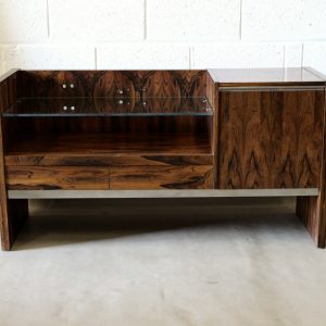 A 1970's unique Merrow Associates rosewood hifi unit record cabinet.