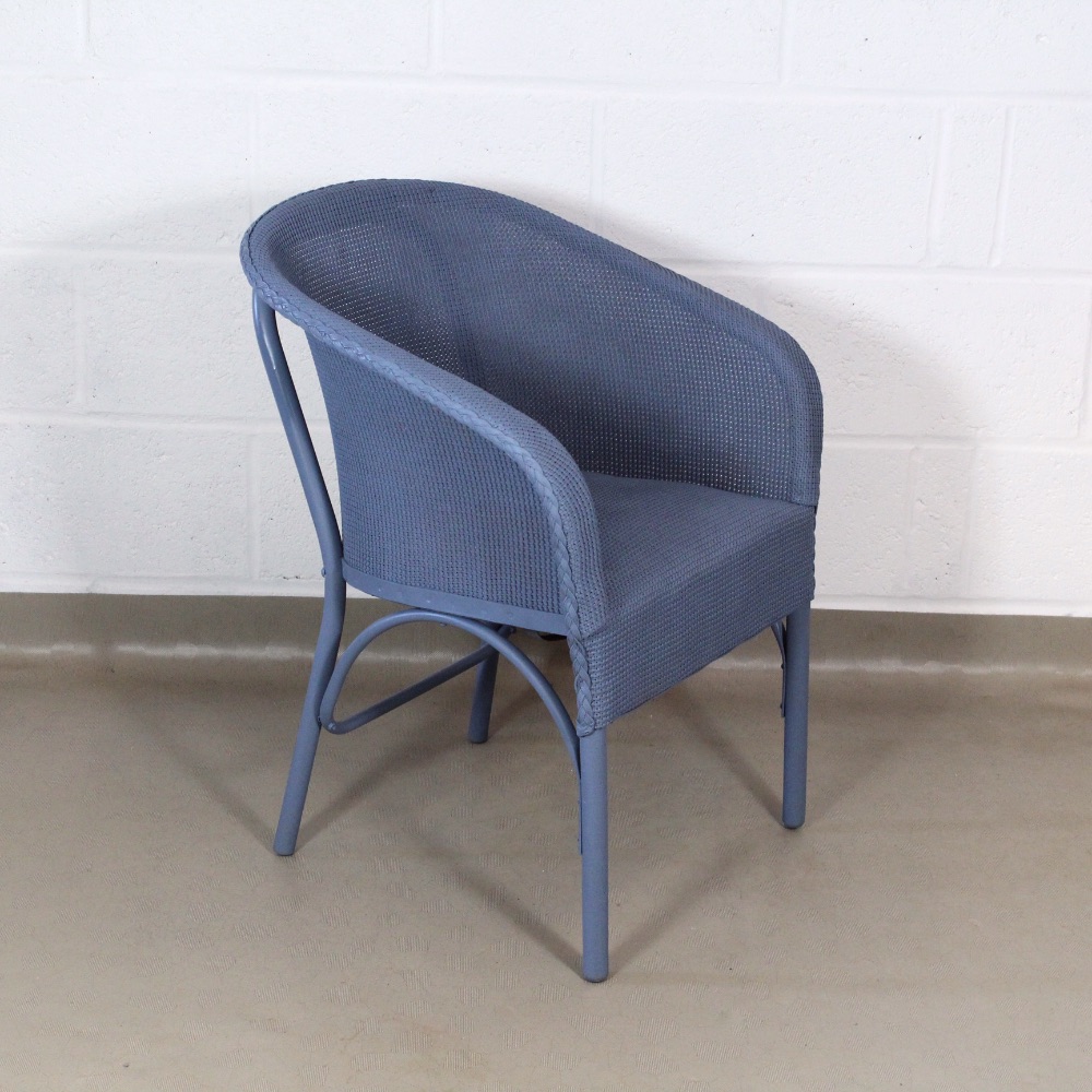 A 1960's Lloyd loom up-cycled chair in grey/blue. - Image 4