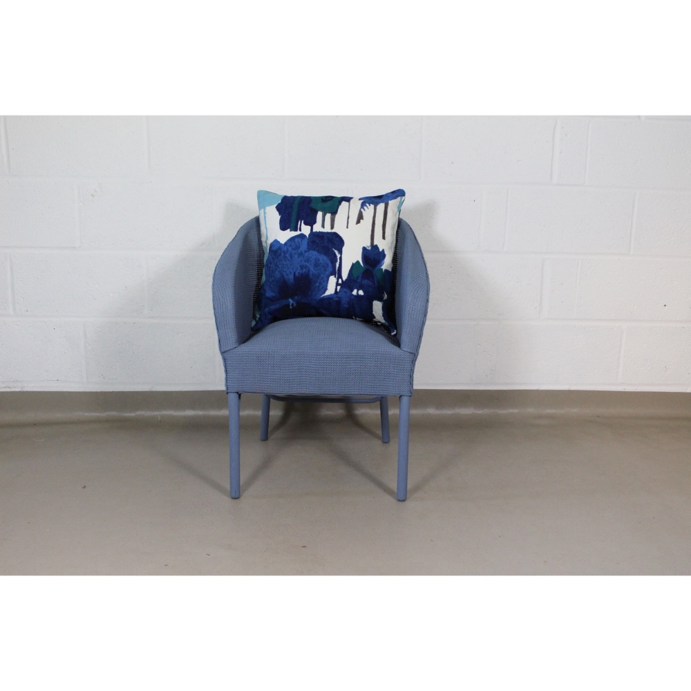 A 1960's Lloyd loom up-cycled chair in grey/blue. - Image 2