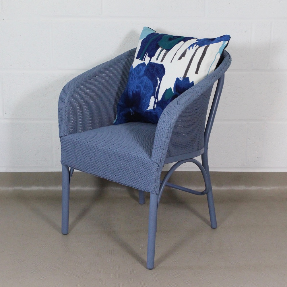 A 1960's Lloyd loom up-cycled chair in grey/blue. - Image 7