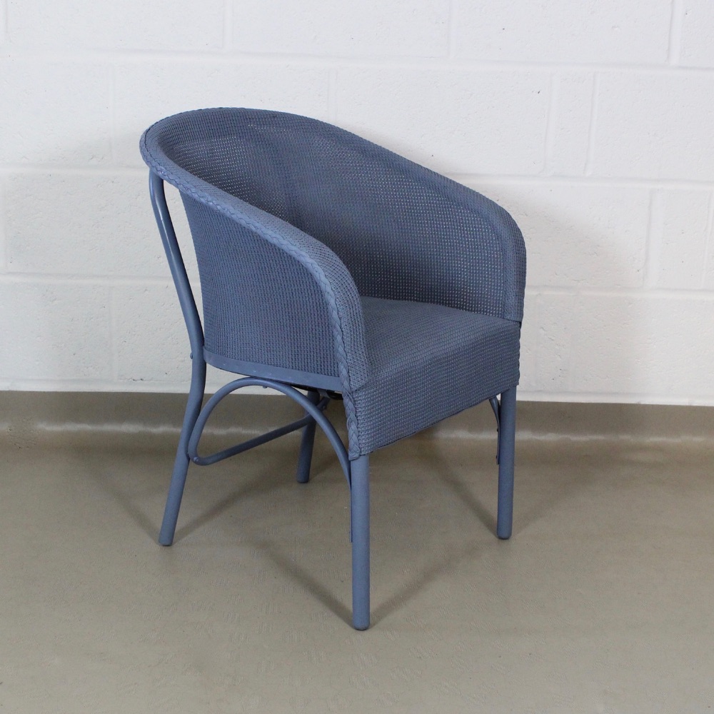 A 1960's Lloyd loom up-cycled chair in grey/blue. - Image 9