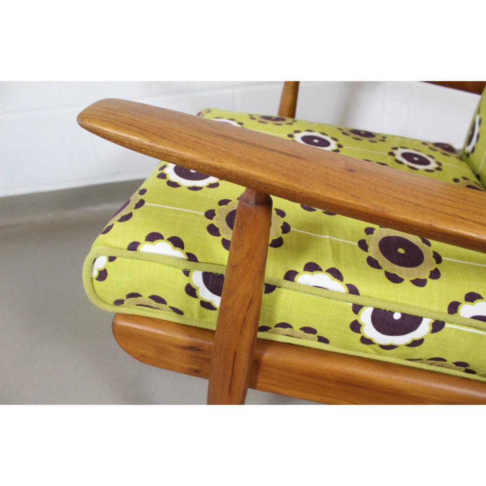 A 1950's midcentury chair upholstered in Clarke and Clarke citrus 'celeste' fabric - Image 13