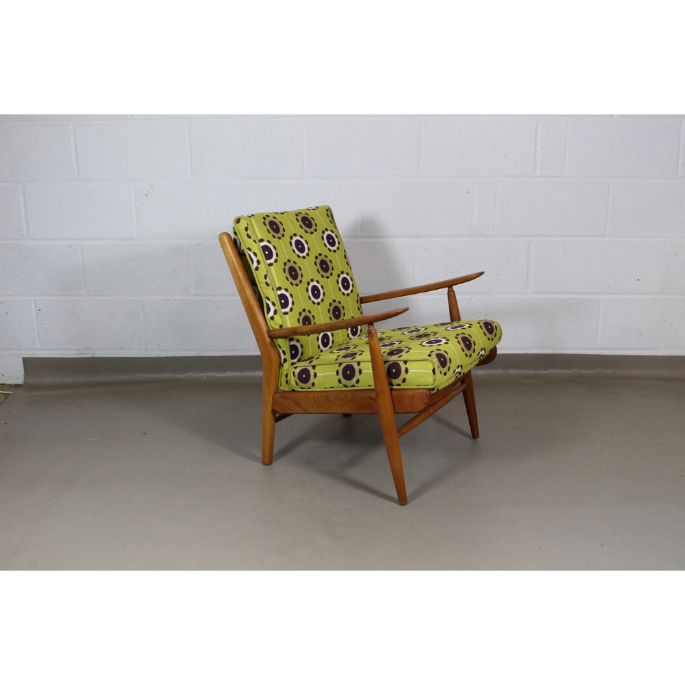 A 1950's midcentury chair upholstered in Clarke and Clarke citrus 'celeste' fabric - Image 9