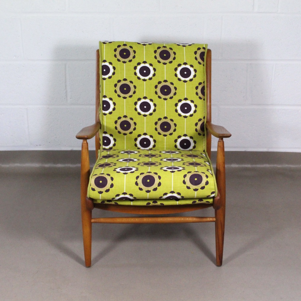 A 1950's midcentury chair upholstered in Clarke and Clarke citrus 'celeste' fabric - Image 2