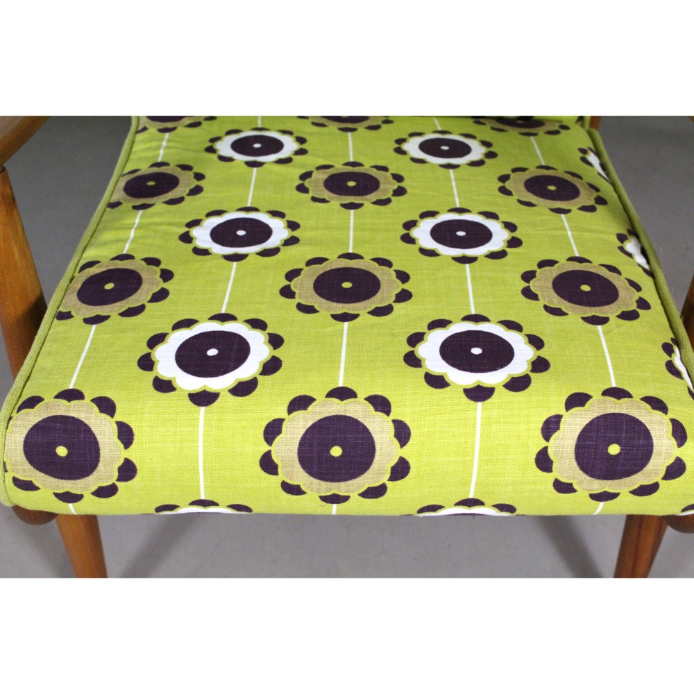 A 1950's midcentury chair upholstered in Clarke and Clarke citrus 'celeste' fabric - Image 3