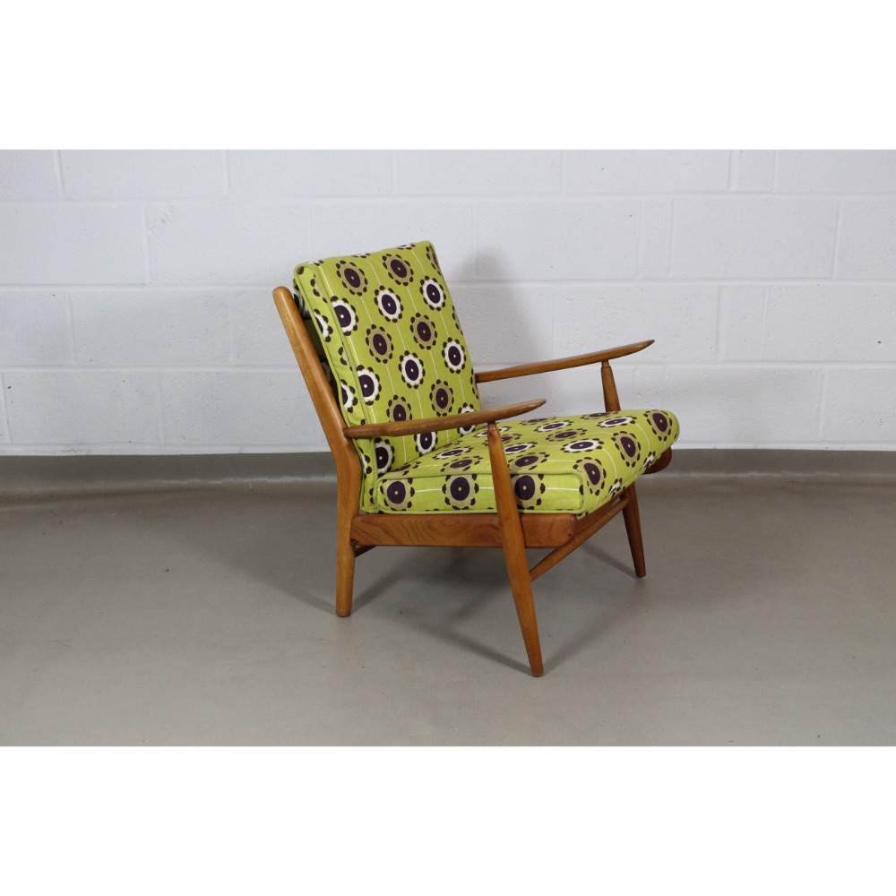 A 1950's midcentury chair upholstered in Clarke and Clarke citrus 'celeste' fabric - Image 10