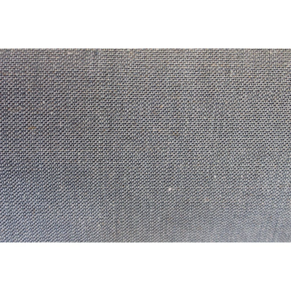 A 1950's Teak wingback chair with blue/ grey linen button back upholstery - Image 9