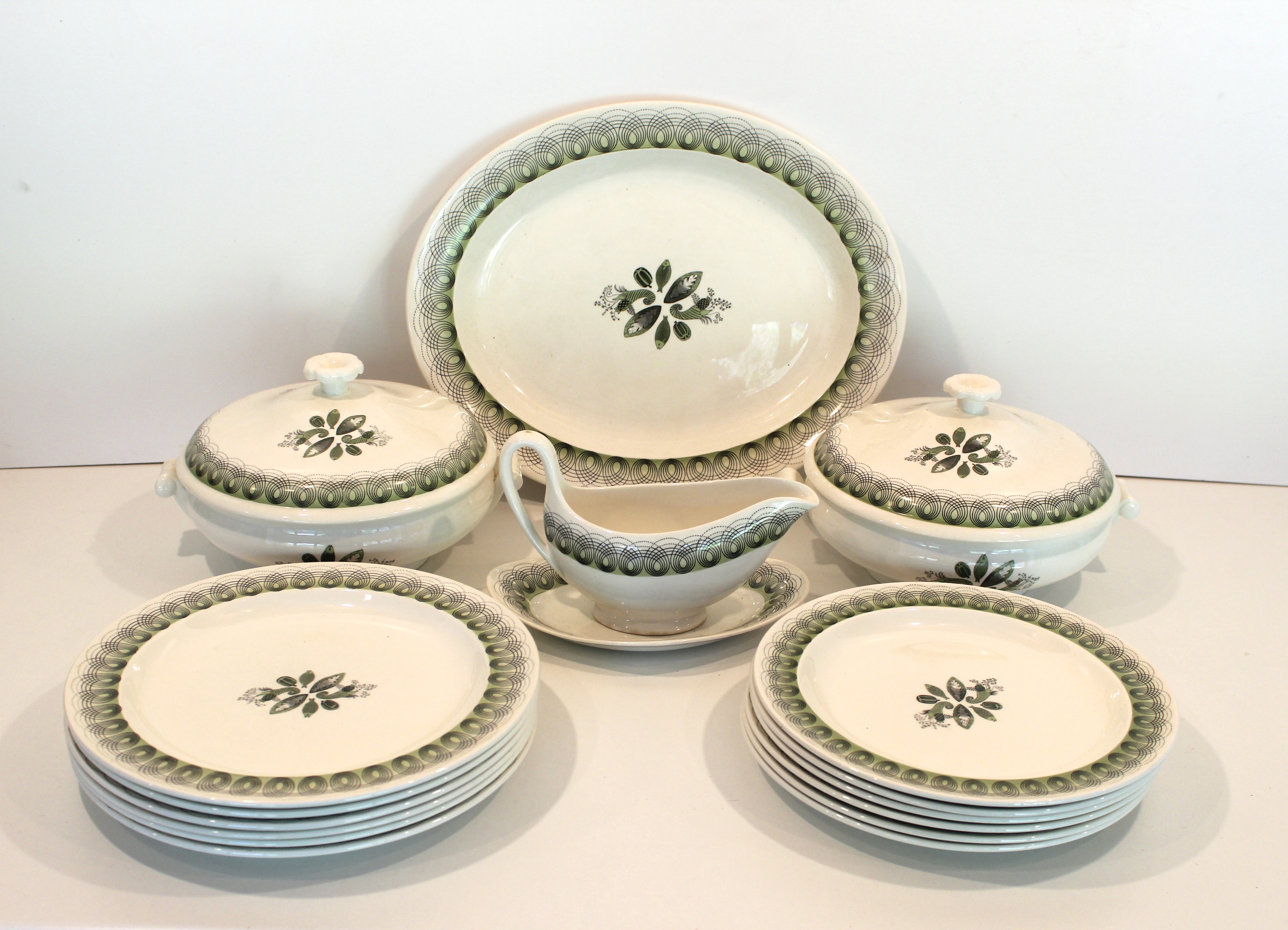 A lovely rare Eric Ravilious Persephone (Harvest festival) Wedgwood dinner service marked TL155B.