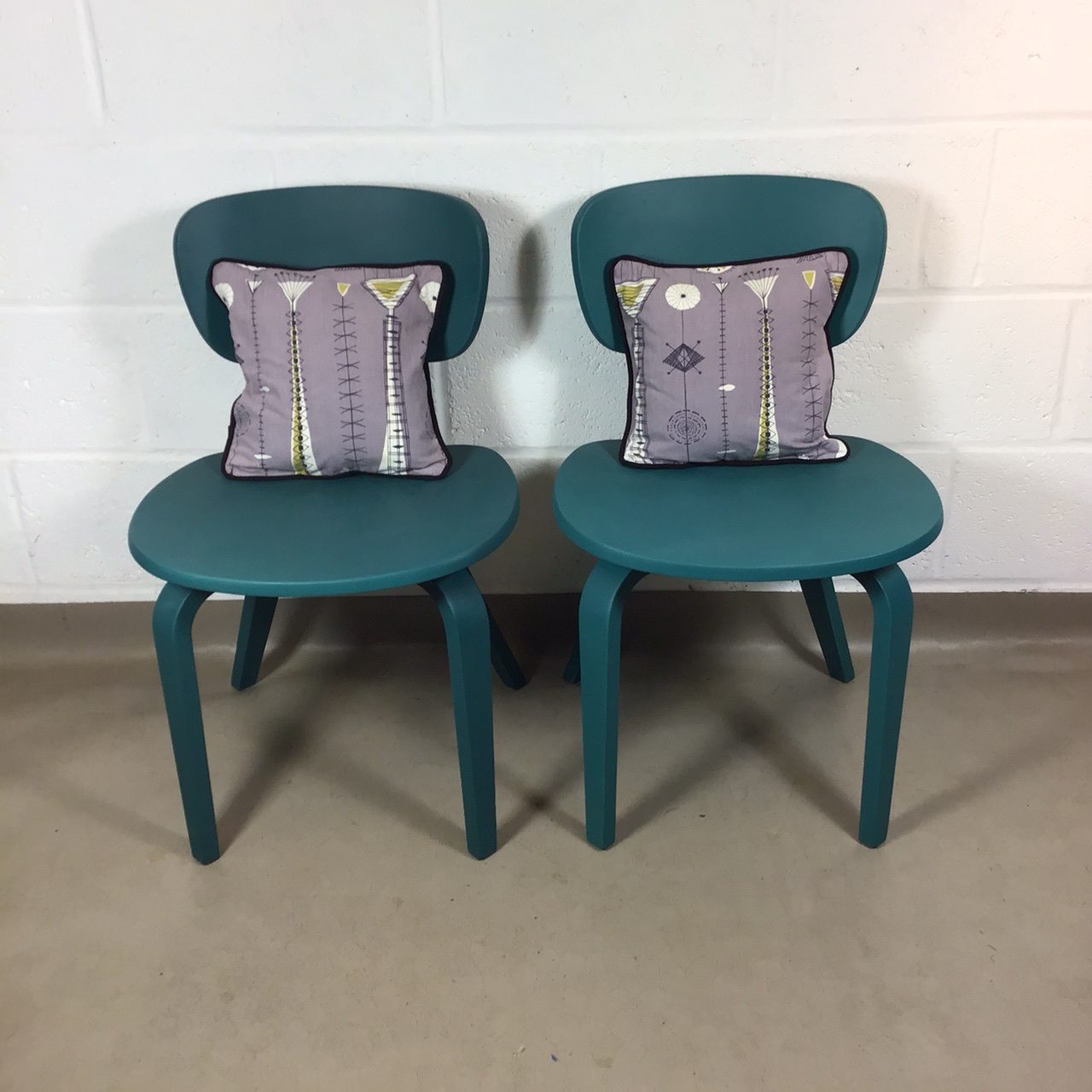 Two upcycled Thonet style bent plywood chairs