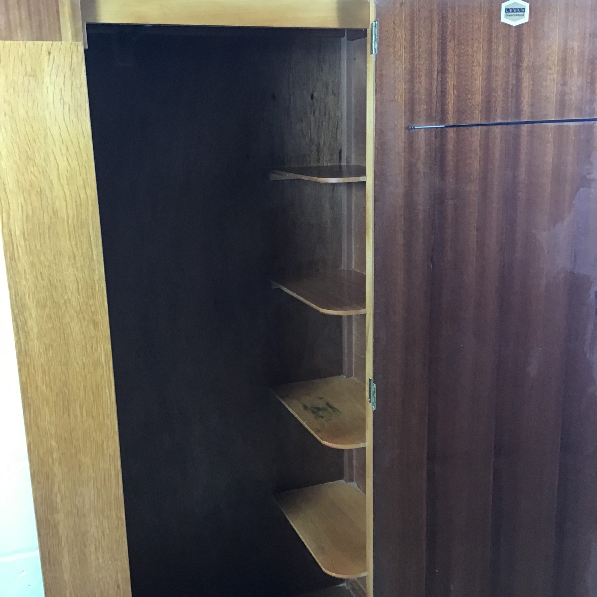 A 1960s oak inlaid Lebus single gentleman’s wardrobe. - Image 5