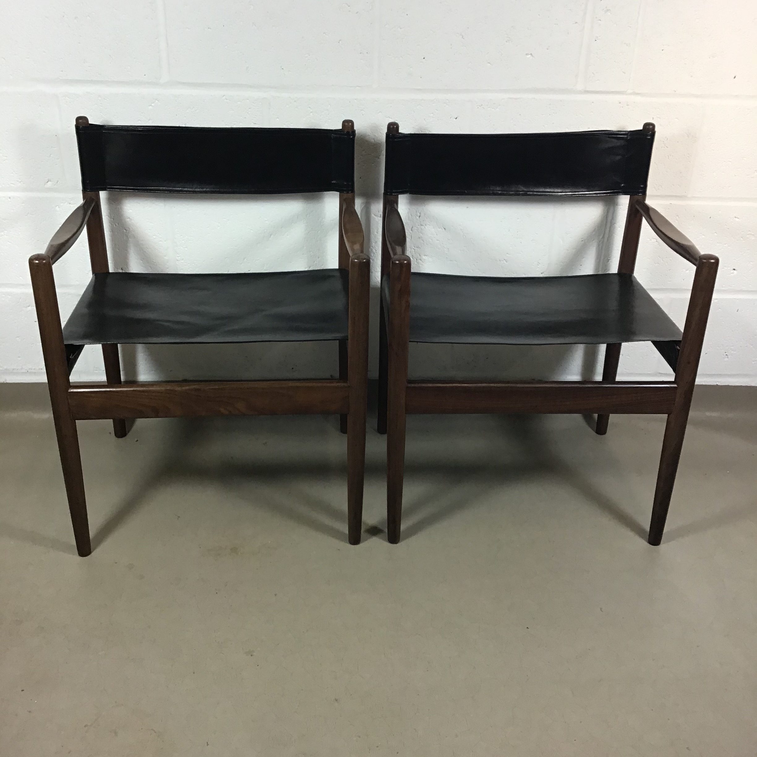 Two Danish Rosewood office/ desk/ carver leather director style chairs - Image 2