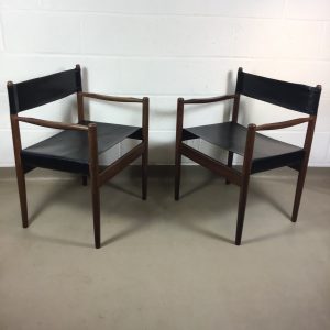 Two Danish Rosewood office/ desk/ carver leather director style chairs