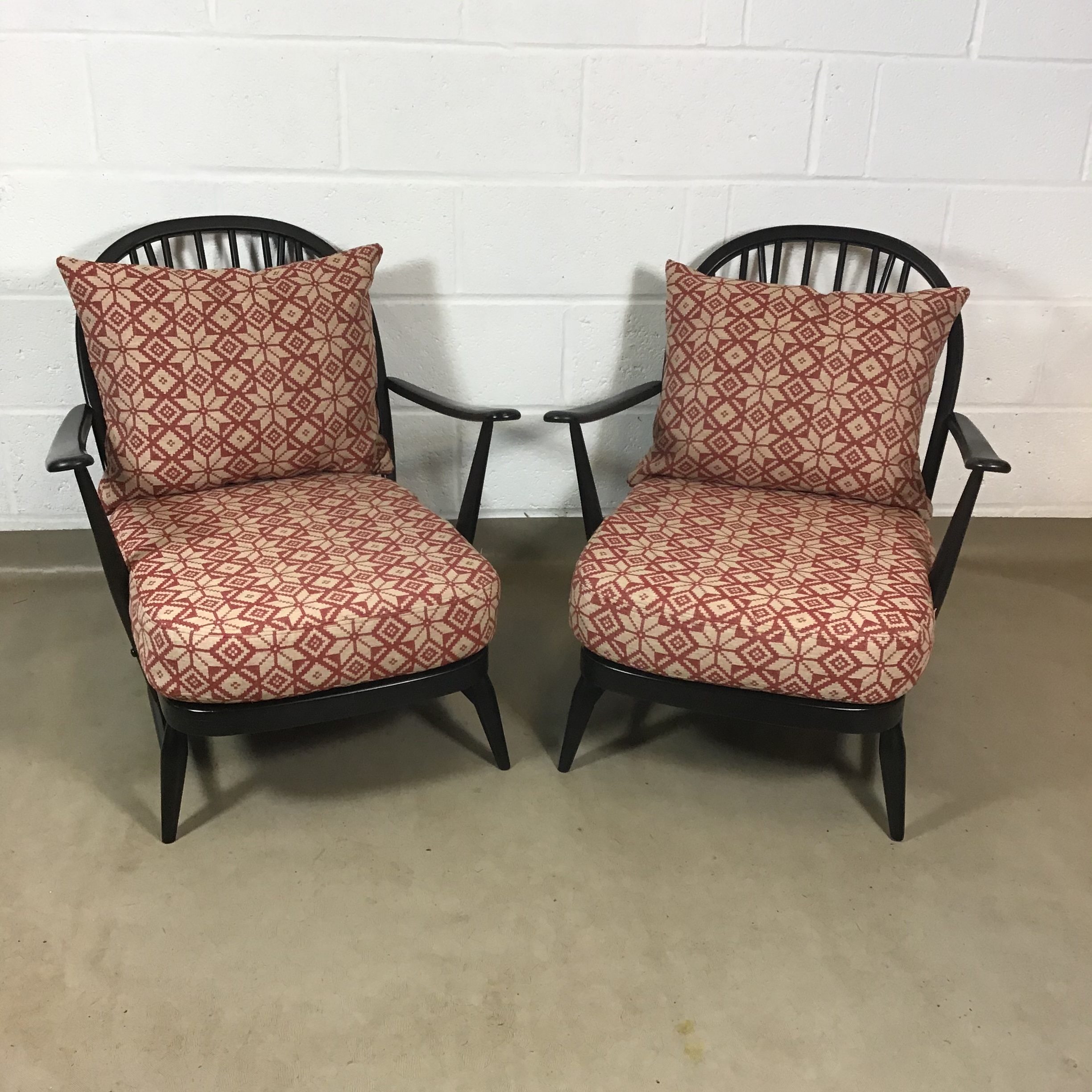 Ercol 203 armchairs, in Abraham Moon wool chalet fabric (one remaining) - Image 8