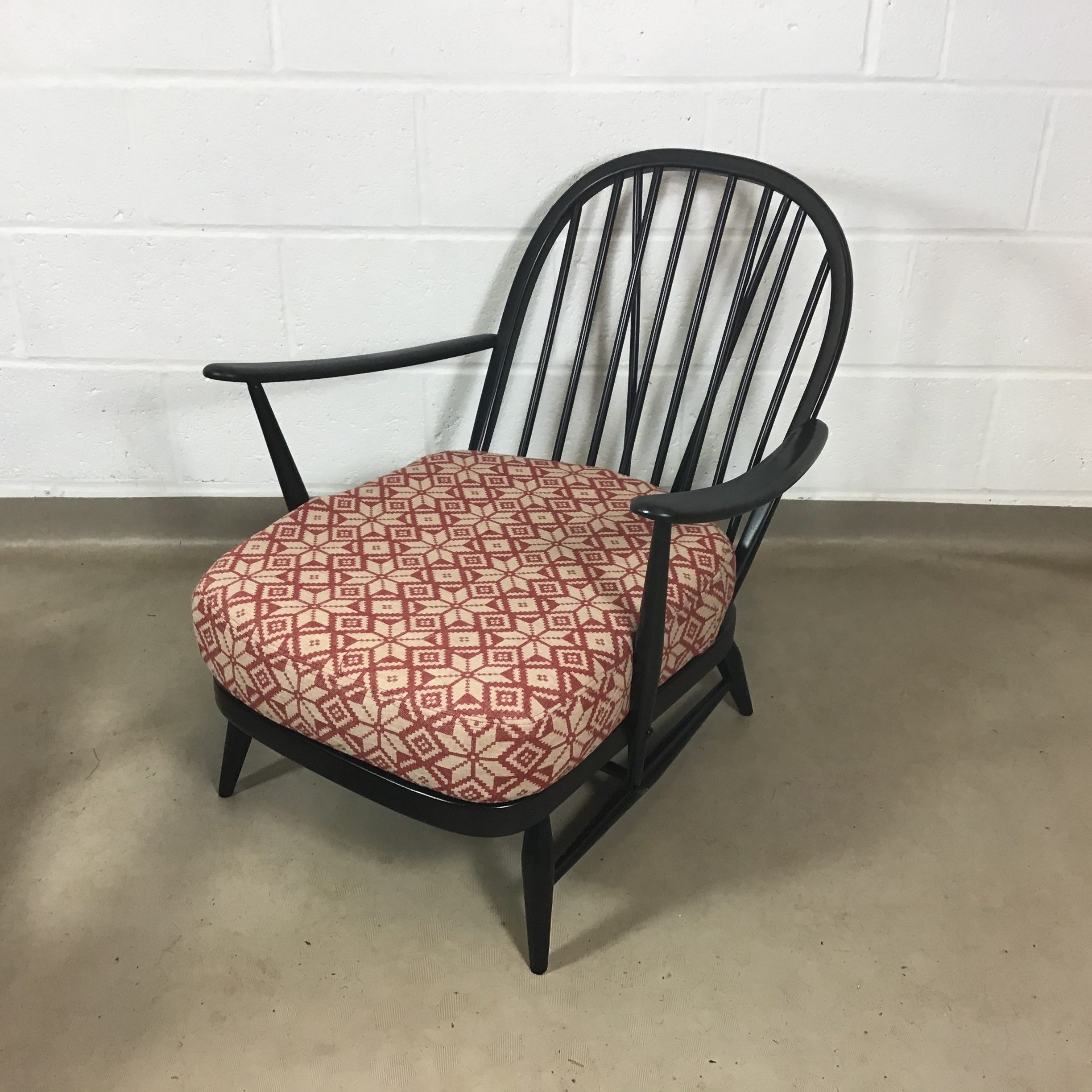 Ercol 203 armchairs, in Abraham Moon wool chalet fabric (one remaining) - Image 2