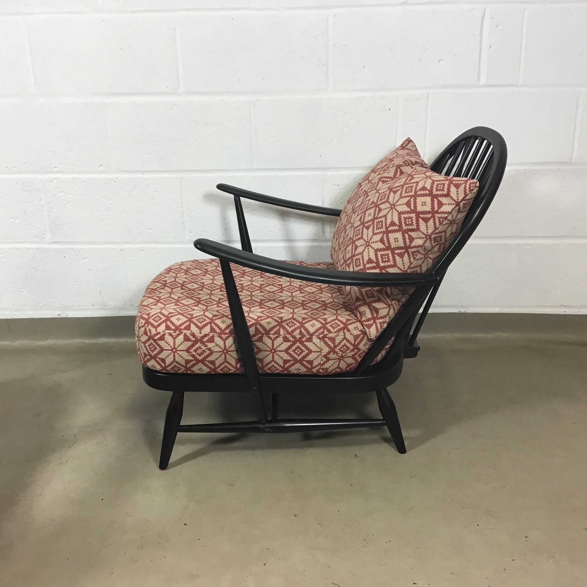 Ercol 203 armchairs, in Abraham Moon wool chalet fabric (one remaining) - Image 4