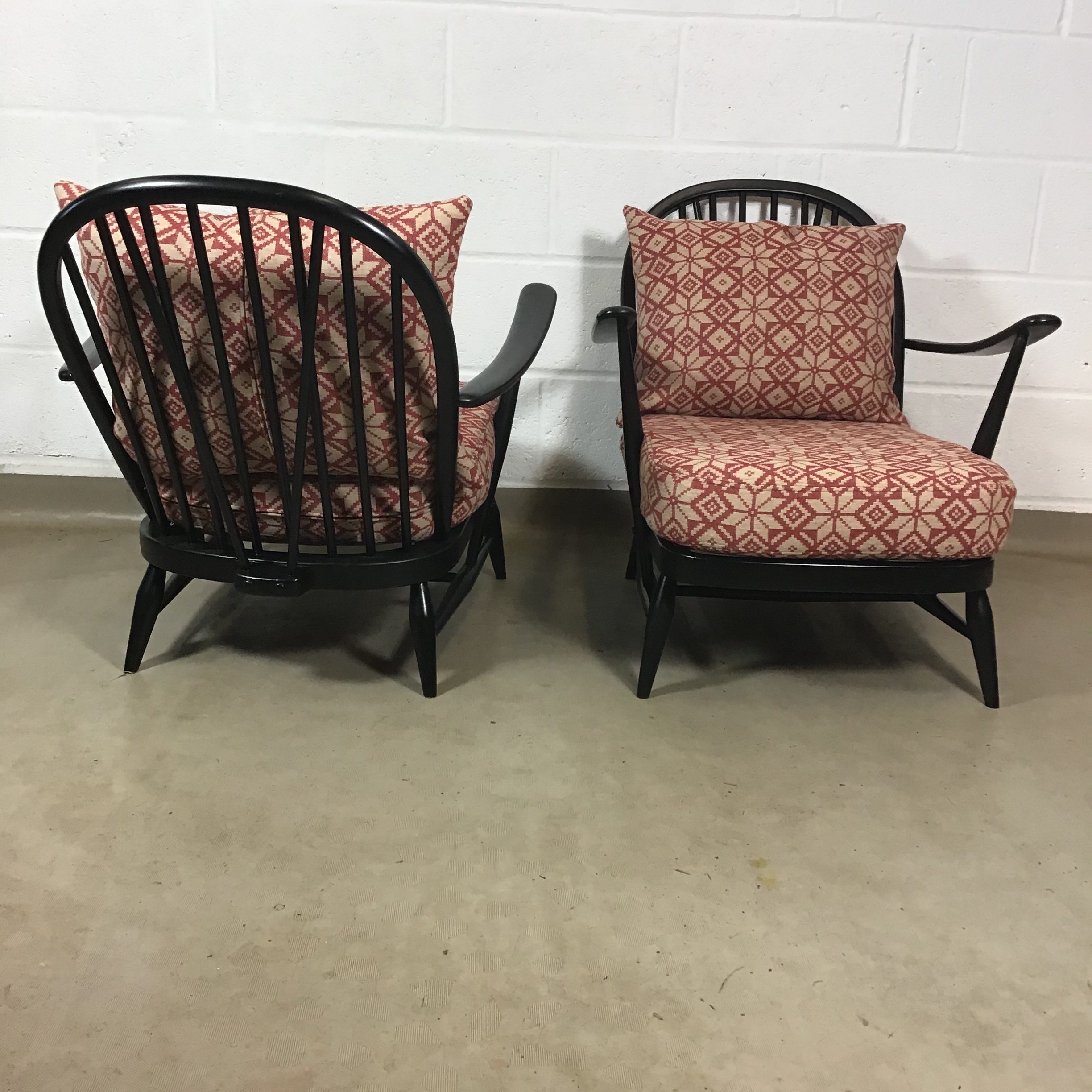 Ercol 203 armchairs, in Abraham Moon wool chalet fabric (one remaining) - Image 5