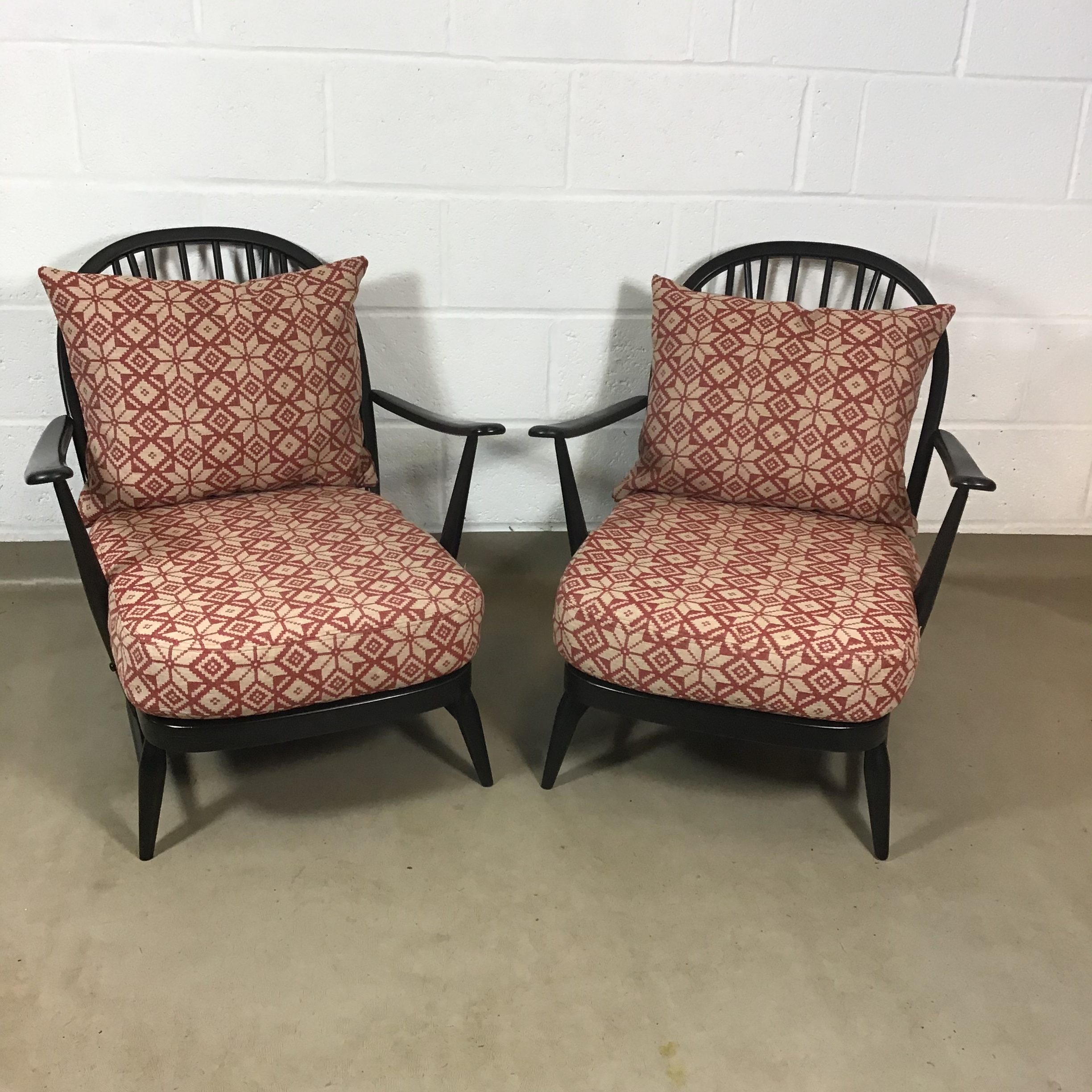 Ercol 203 armchairs, in Abraham Moon wool chalet fabric (one remaining) - Image 9
