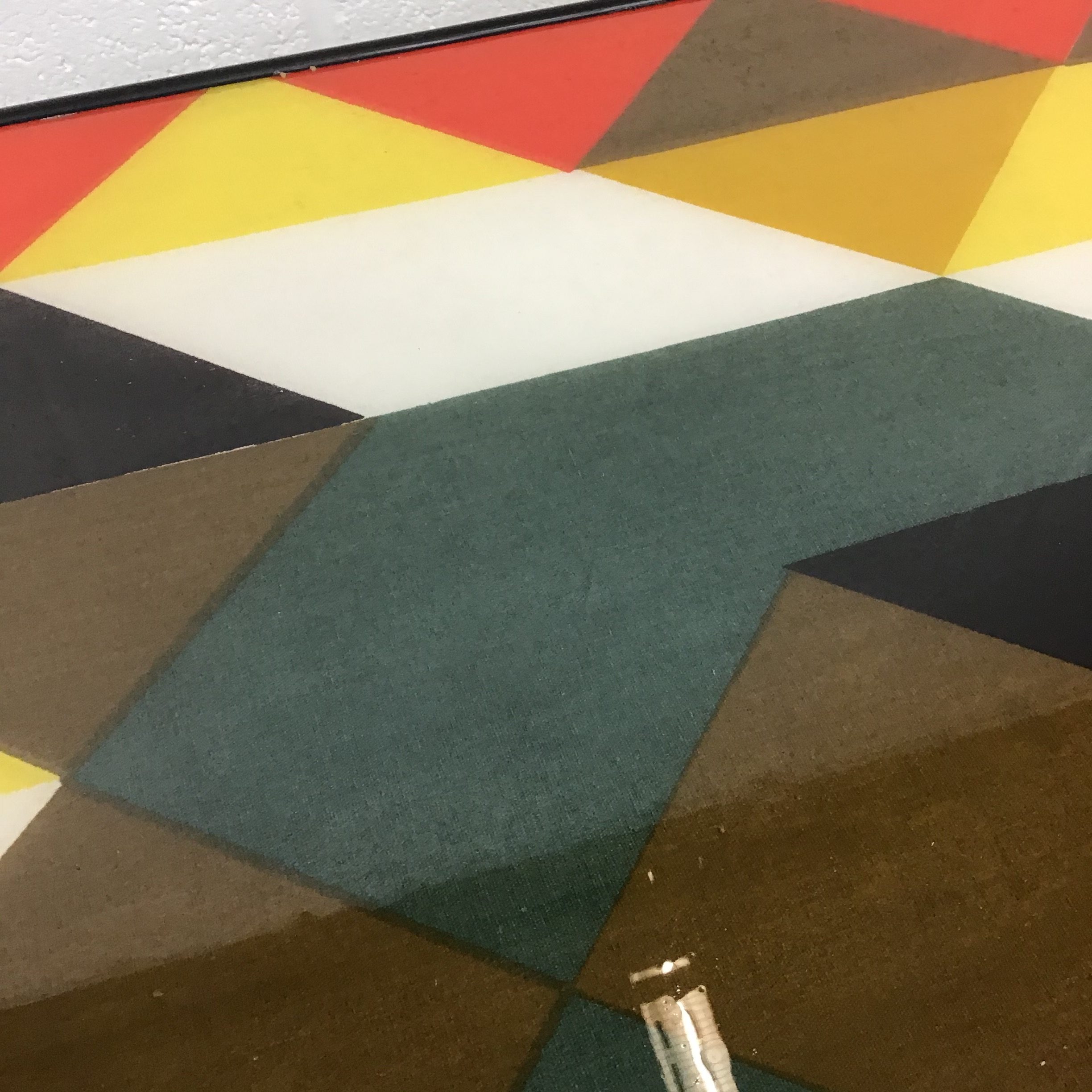 Two up-cycled coffee tables with original vintage David Whitehead geometric fabric. (sold separately, this is for large table) - Image 5