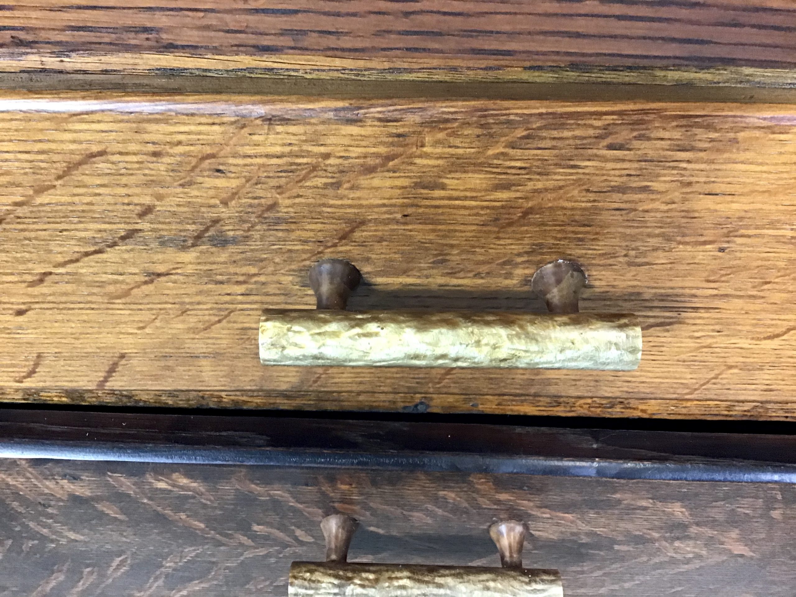 A 1950's oak sideboard with original celluloid handles - Image 4