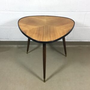 A 1950's marquetry topped high lustre triangular occasional/sofa  table
