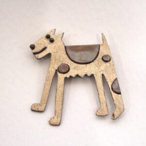 'Dog ' brooch in brass and bronze