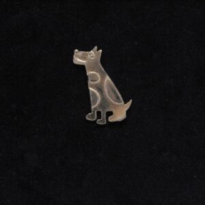 'Seated Dog ' pin brooch silver .