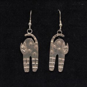' Scaredy Cat' silver drop earrings