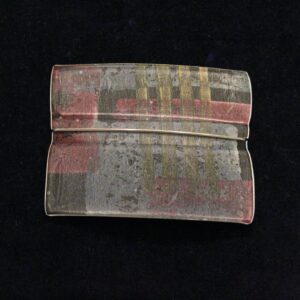 Medium red, blue and gold rectangular brooch