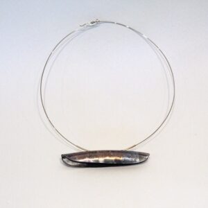 Pod necklace in blue, copper and grey tones